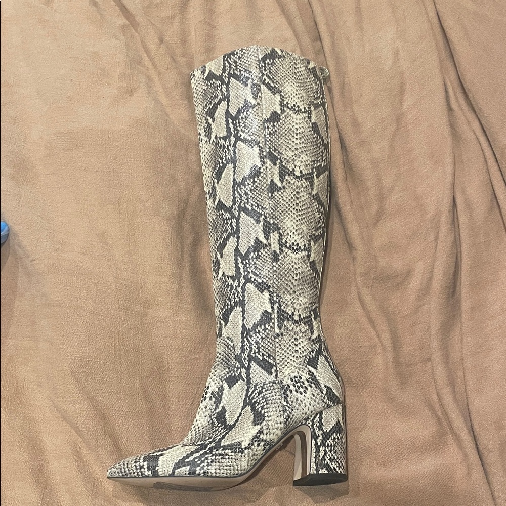 Snakeskin Knee-High Boots